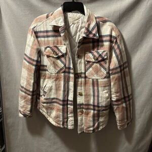 Aeropostale Plaid Jean Jacket - Pink and Cream